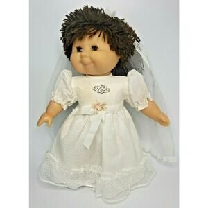 1980's Gotz Puppe Modell Doll 16" Yarn Brown Hair Brown Eyes Wedding Girl U32